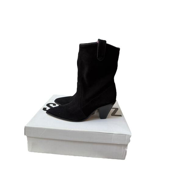 NIB Schutz Women's Black Mackie Nubuck Leather Bootie Size 7.5 B - Picture 5 of 10